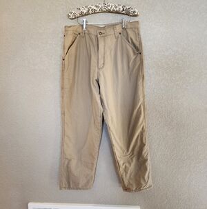 Wrangler Men's Khaki Carpentar Fleece Lined Pants Size 36x 32 NEW